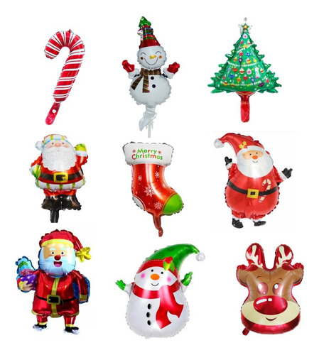 Globos Metaliados Navidad 40cm Aprox. C/u A Eleccion X4u 