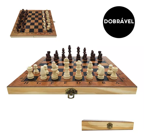 Tabuleiro de Xadrez de Madeira - Wooden Chess Board 