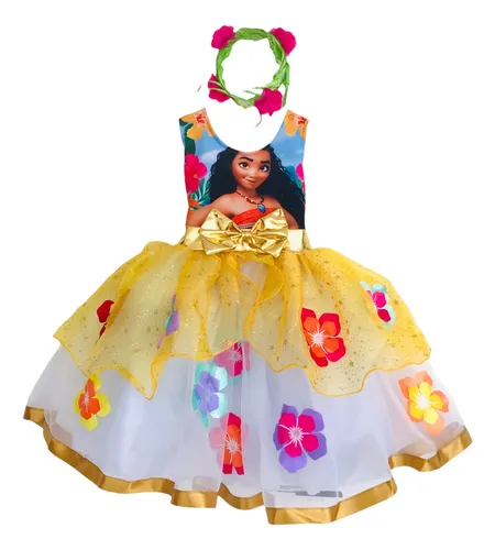 Vestido Disfraz Moana Hawaiano Bebe Ni a Personajes Animados