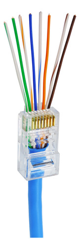 100 Peças De Conector Rj45 Vazado Cat5e Ez Crimp - Refil