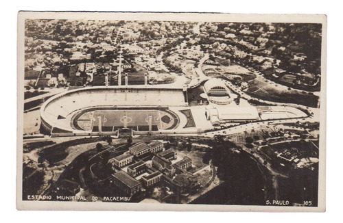 1950's Futbol Postal De Estadio Do Pacaembu Sao Paulo Brasil