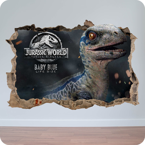 Vinilo Mural Pared Velociraptor Blue 60x90