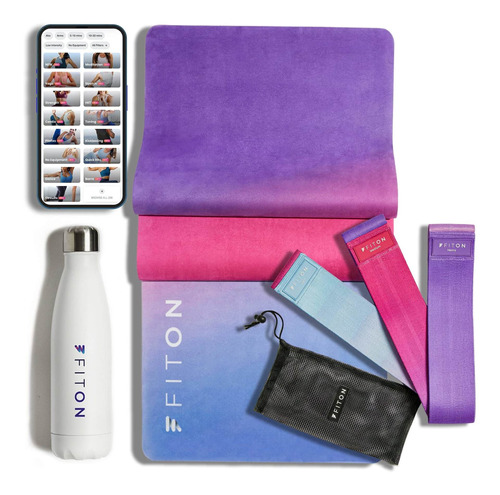 Fiton Kit Inicio Yoga Tapete Ejercicio Banda Resistencia Uso