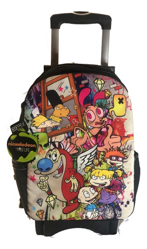 Rugrats Mochila Llantas Gel Color Negro Diseño De La Tela Liso