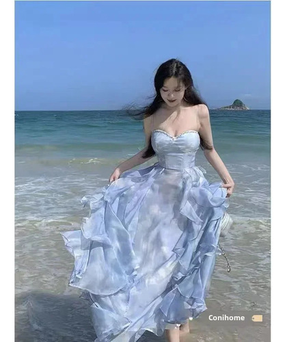 Vestido De Playa Largo Sin Tirantes Con Estampado Floral