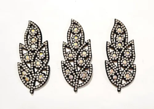Aplique Termoadhesivo Hojas De Strass X 3 Unidades Unico
