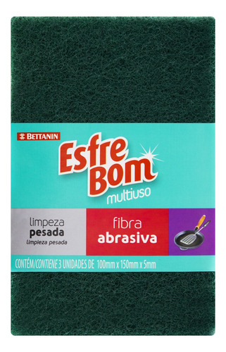 Esponja EsfreBom Multiuso Limpeza Pesada Fibra Abrasiva de fibra abrasiva pacote x 3