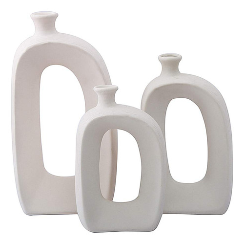 Anding Jarron Ceramica Blanco Diseño Mate Ideal Para Regalar