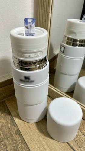 Termo Mate Listo Autocebante 500 Ml Acero Inoxidable Blanco
