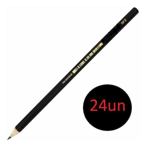 Lápis De Escrever Preto Hb N2 Escolar - Kit Com 24 Unidades