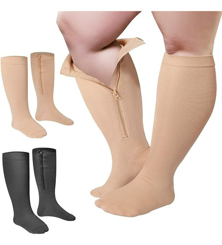 Medias Compresion 2 Pares Cremallera 15-25 Extragrandes