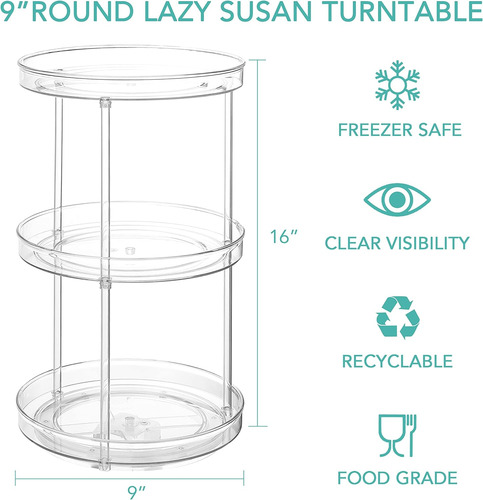 Uralfa Organizador Lazy Susan Transparente De 3 Niveles,...