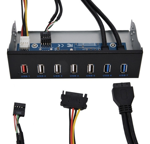 Unidad Óptica Usb3.0 Panel Frontal 5.25 Pulgadas 7 Puertos H