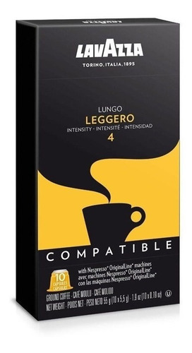 Café Lavazza Cápsulas Lungo Leggero X 10 Compatible Nespreso