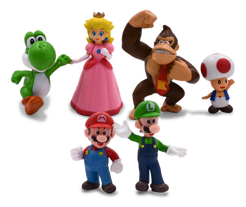Kit 6 Figuras Super Mario Bros Pvc Acción Juguete 
