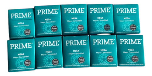 Preservativos Prime Mega X 10 Cajas De 3 C/u Total 30 Unid.