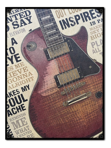 #1308 - Cuadro Decorativo Vintage - Guitarra Poster Rock Pop
