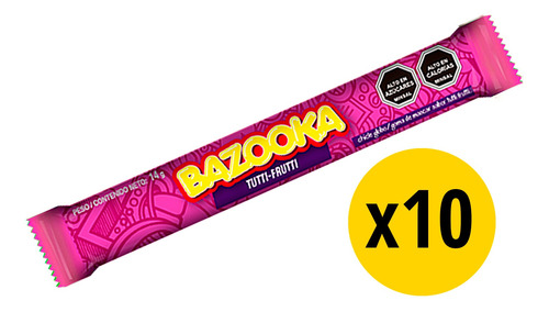 Chicle Bazooka Tutti Frutti 10 Un. X 14 Grs