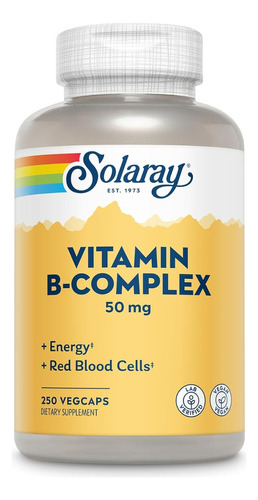 Complejo De Vitamina B 50 Mg Solaray 250 Cápsulas Veganas
