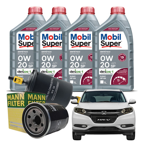 Kit Troca Óleo 0w20 Sintético Mobil Honda Hr-v 1.8 2015 2016