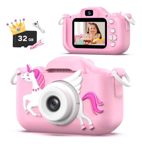 Camara De Fotrografia Y Video Rosa Con Unicornio Para Niños