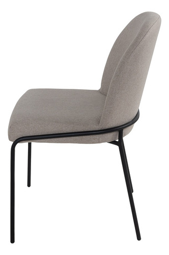 Silla De Comedor Tapizada Gris Claro Moderna Minimalista Estructura de la silla Negro Diseño de la tela Liso