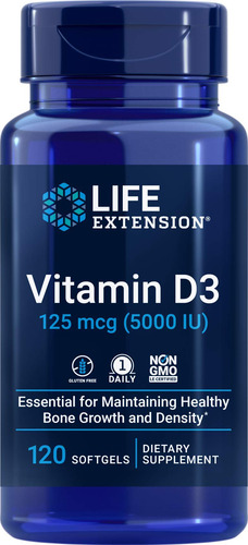 Life Extension Vitamina D3 5000 Ui 120 Cápsulas