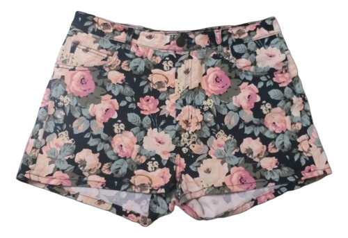 Complot Short Jean Talle 42/l Flores Elastizado Mujer