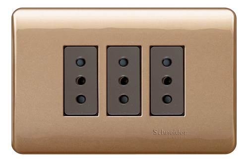 Enchufe Triple 2p T 10a 250v Dorado/café Genesis Schneider