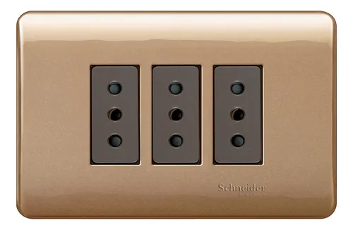 Enchufe Triple 2p T 10a 250v Dorado/café Genesis Schneider