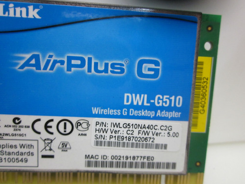 Placa Pci Wi-fi D-link Dwl-g510