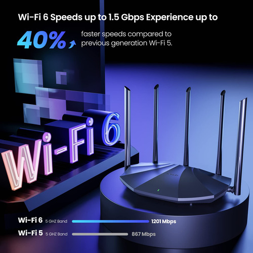 Router Wifi 6 Tenda Para Hogar, Ax1500 Router De Banda Dual