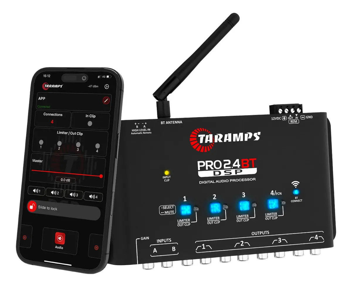Procesador Digital Taramps Pro 2.4 Bt con Bluetooth para Audio Automotriz y Crossover Full