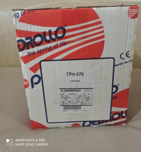 Bomba Centrifuga Pedrollo 3 Hp, 220 Voltios Motor Monofasico