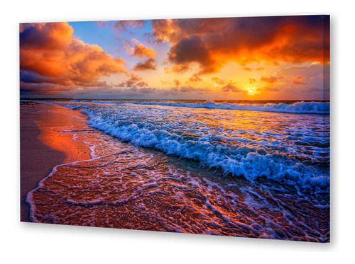 Cuadro 40x60cm Mar Atardeceder Amanecer Olas Orilla 2