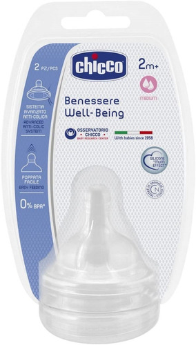 Tetina Chicco Well Being  2+ Meses. Pack De 2  