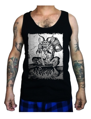 Demonio Con Niño Polera Musculosa (serigrafia)