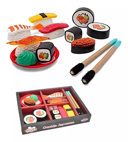 Comida asiática encontre 5 diferenças mini jogo para crianças comida  tradicional japonesa conjunto de sushi