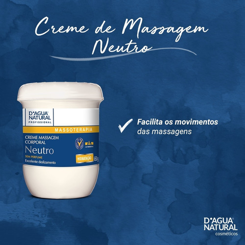 Creme Massagem Corporal Neutro 650g Dagua Natural Hidratação