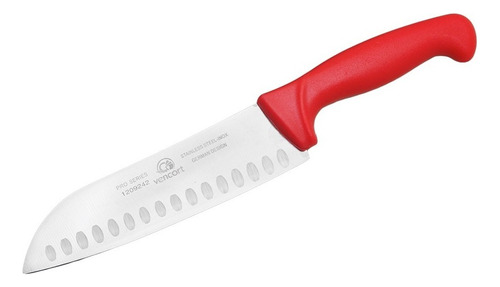 Cuchillo Chef Santoku Troquelado Profesional 7 Pulgadas Color Rojo