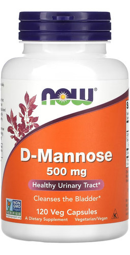 D-Manosa, 500 mg, Now Foods, 120 cápsulas vegetales, sabor sin sabor