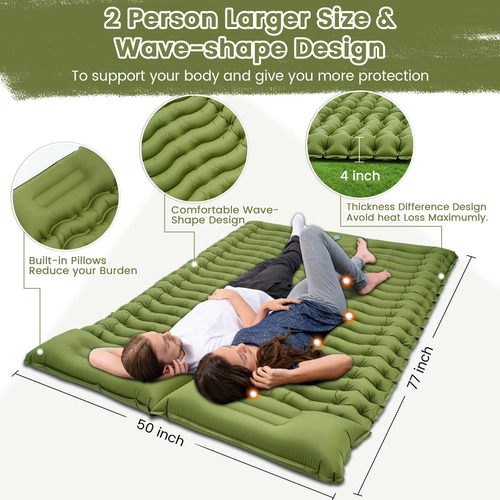 Colchoneta De Dormir Doble Para Acampar De 4 Pulgadas De