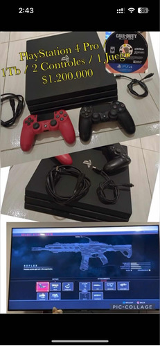 Play Station 4 Pro 1tb Con 2 Controles Y 1 Juego