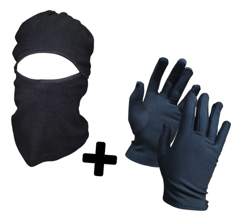 Combo Kit Invierno Abrigo Guantes Primera Piel Pasamontaña