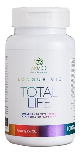 Longue Vie Total Life Suplemento Vitamínico E Mineral Akmos Sabor Sem sabor