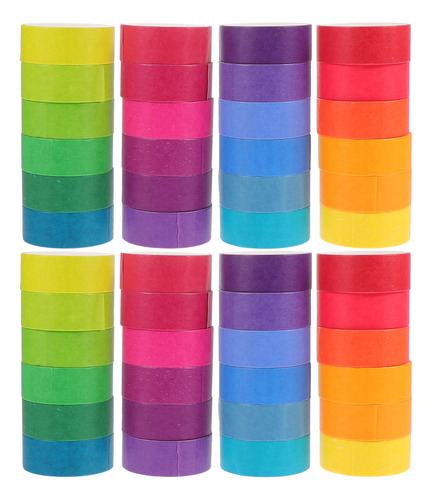 Cinta Adhesiva Adhesiva De Papel, Color Arcoíris, 48 Rollos