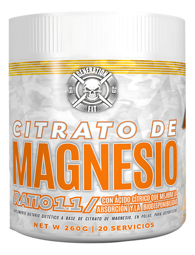 Suplemento En Polvo Generation Fit Premium Citrato De Magnesio X 260g