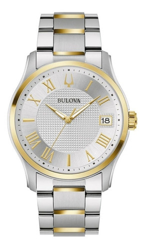 Reloj Bulova Classic Wilton Para Caballero, Original E-watch Color De La Correa Plateado/oro Color Del Bisel Plateado/oro Color Del Fondo Plateado