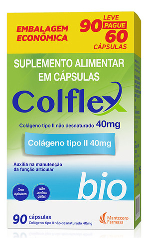 Colflex Bio Colágeno Tipo II 90 Comprimidos Sem Sabor