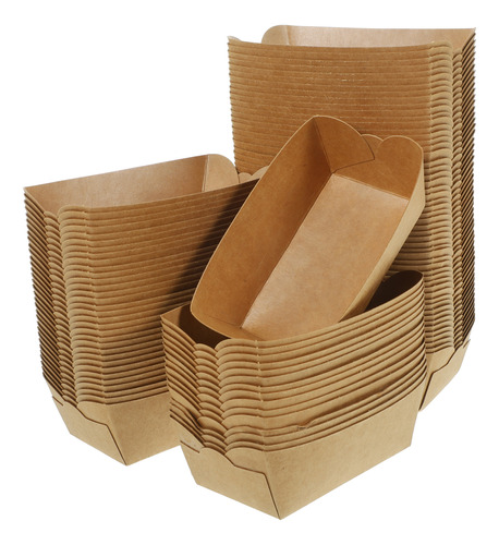 Cajas Desechables De Papel Kraft Para Patatas Fritas, 100 Un